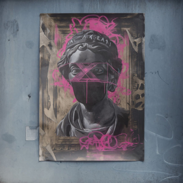 Różowy graffiti klasyczny popiersie - plakat