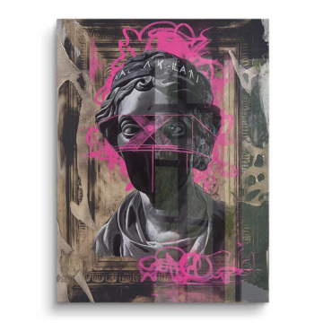 Busto clásico rosa con grafiti - cuadro PVC brillante