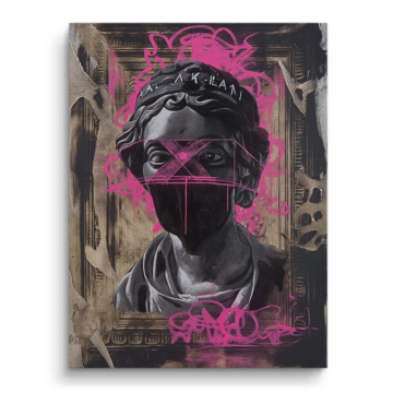 Busto clásico rosa con grafiti - cuadro en lienzo