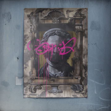 Busto clásico neón con grafiti - póster