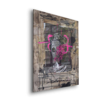 Buste couronné graffiti - tableau en verre acrylique