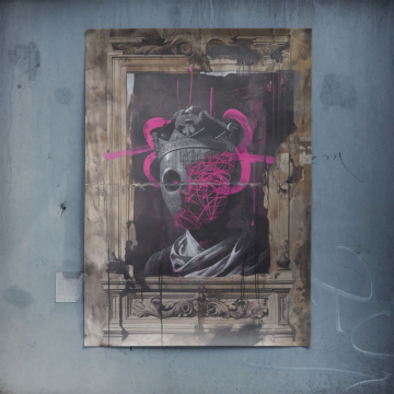 Crowned Bust Graffiti Poster Art