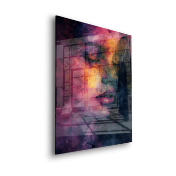 Frauenporträt mit farbigem Rauch - Acrylglasbild