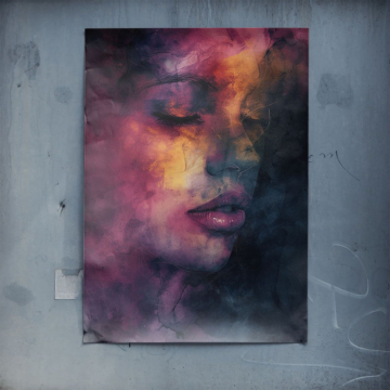 Portrait de femme à la fumée colorée - poster