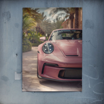 Pink Porsche Street Poster Art