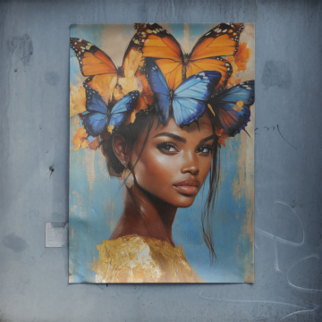 Portrait à la couronne de papillons - poster