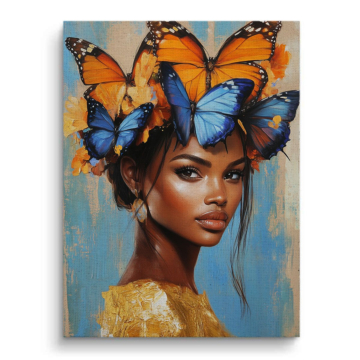 Butterfly Crown Portrait Canvas Art