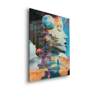 Surréaliste planète profil - tableau en verre acrylique