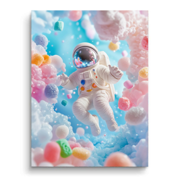 Astronaute candy nuages - tableau PVC mat