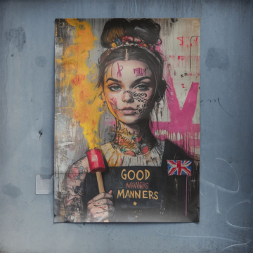 Retrato rebelde con tatuajes - póster