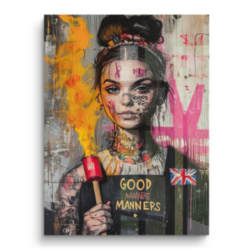 Retrato rebelde con tatuajes - cuadro PVC brillante