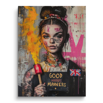 Retrato rebelde con tatuajes - cuadro en lienzo