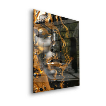 Rostro femenino de oro líquido - cuadro en vidrio acrílico
