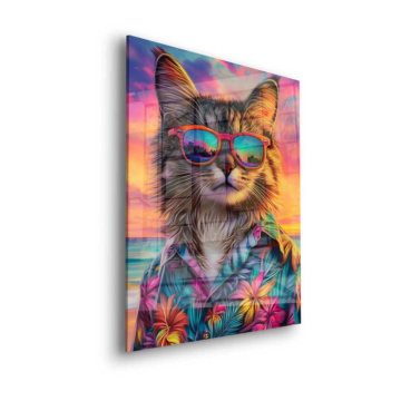 Tropische Katze mit Sonnenbrille - Acrylglasbild