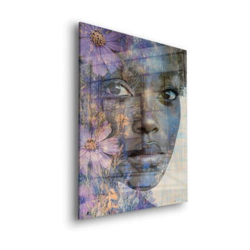 Blue Floral Face Acrylic Glass Art