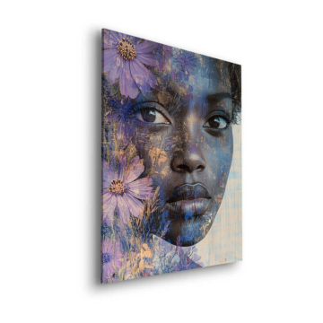 Blaues florales Gesicht - Dibond-Bild matt