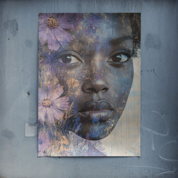Visage floral bleu - poster