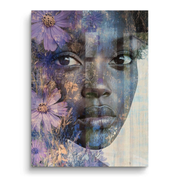 Blaues florales Gesicht - PVC-Bild glänzend