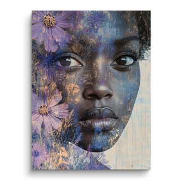 Blaues florales Gesicht - PVC-Bild matt
