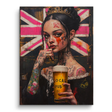 Reina rebelde del pub local - cuadro en lienzo