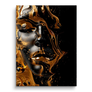 Visage de femme en or liquide - tableau sur toile