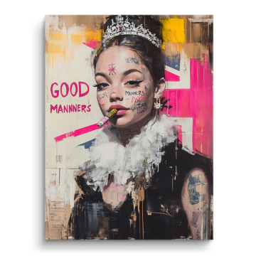 Rebellenporträt mit Good-Manners-Motiv - PVC-Bild matt