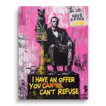 Gato con oferta inspirada en Godfather - cuadro PVC mate