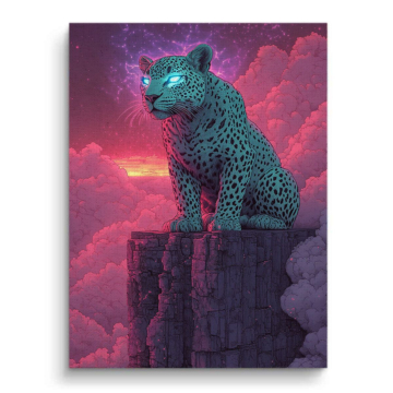 Kosmisch Leopard Sonnenuntergang - Leinwandbild