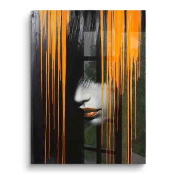 Black Orange Drip Portrait PVC Gloss Art