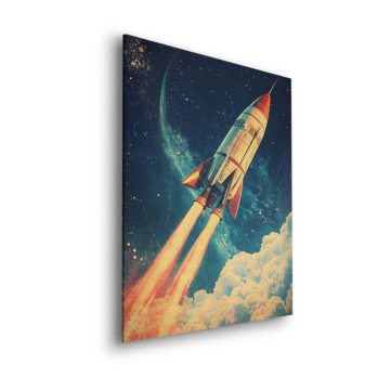 Retro Rocket Launch Dibond Matt Art