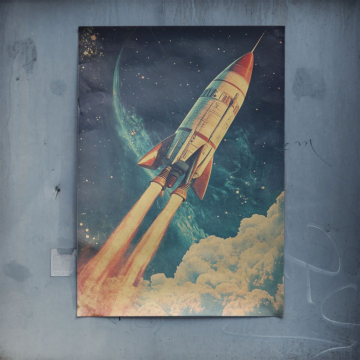 Décollage de fusée rétro - poster