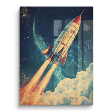 Retro-Raketenstart - PVC-Bild glänzend