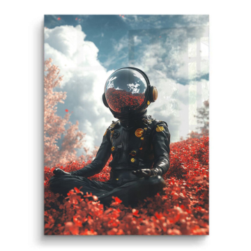 Astronaut im Herbstfeld - Acrylglasbild