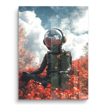 Astronaut im Herbstfeld - PVC-Bild glänzend