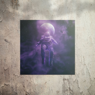 Astronaute flottant en paysage onirique - poster