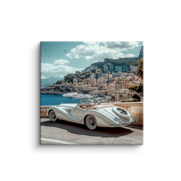 Classic White Porsche Coast Canvas Art