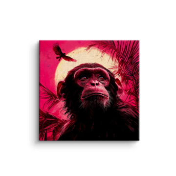 Karminrot Chimp Porträt - Leinwandbild