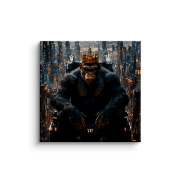 Portrait de roi singe en ville - tableau sur toile