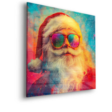 Portrait coloré du Père Noël - tableau en verre acrylique