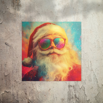 Portrait coloré du Père Noël - poster