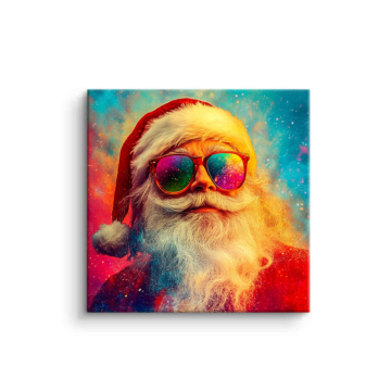 Portrait coloré du Père Noël - tableau PVC mat
