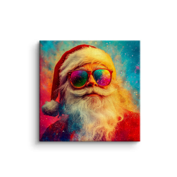 Farbenfrohes Weihnachtsmann-Porträt - Leinwandbild