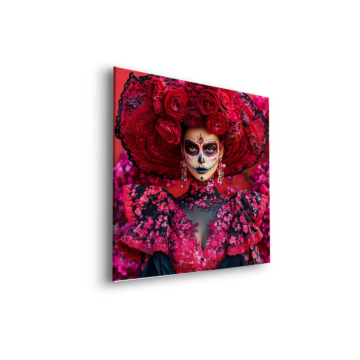 Floraler Schädel zum Día de los Muertos - Dibond-Bild matt