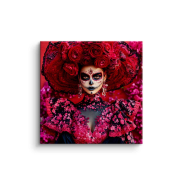 Kwiatowa czaszka w stylu Dia de los Muertos - obraz na płótnie