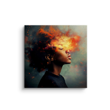 Fiery Afro Portrait Canvas Art