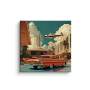 Retro Flying Car Diner Canvas Art