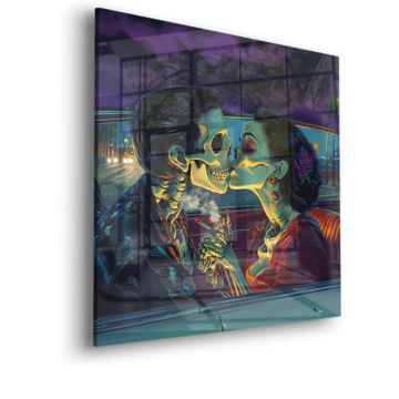 Skeleton Lovers Drive In Acrylic Glass Art