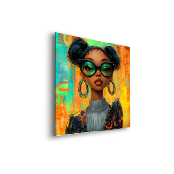 Afro Chic Girl Portrait Dibond Matt Art