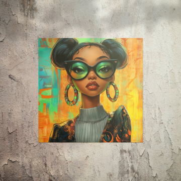 Retrato de chica afro chic - póster