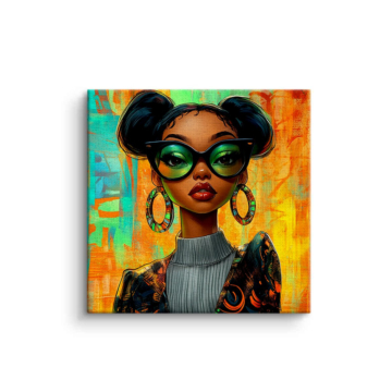 Afro Chic Girl Portrait Canvas Art